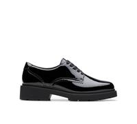 (Black, UK 3.5 Child) Girls Clarks Scalloped Edge Chunky Sole School Shoes Eris Pure - F Fit