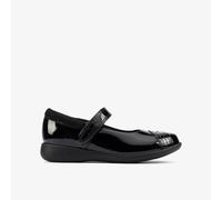 Clarks Girl's Etch Beam Ballet Flat, Black Black Patent, 7.5 UK Child