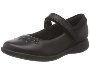 Clarks Girls Etch Bright K Wide Fit School Uniform Shoes, Black Leather, 10 UK Wide