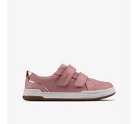Clarks Girls Fawn Solo Kid Light Pink Leather Riptape Leather Casual