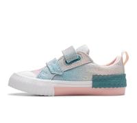 Clarks Foxing Brill T Pink Glitter Kids toddler girls trainers 7648-26F in a Plain Textile in Size 5