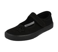 Clarks Girl's Hopper Go School Plimsolls | Durable Canvas Upper | Floral Detailing | Machine Washable | Wide Fit Available