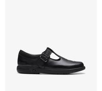 Clarks Girls Jazzy Tap K. Black Leather Shoes - Size size_10_5_narrow_k