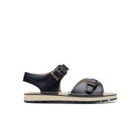 Clarks Girls Playsunreef K. Flat Sandal, Navy Leather, 2 UK