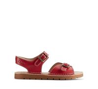 Clarks Girls Playsunreef K. Flat Sandal, Red Leather, 2 UK