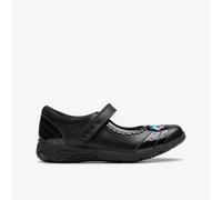 Clarks Girls Relda Spark K. Oxford Flat, Black Leather, 11 UK Child