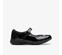 Clarks Girls Relda Spark Kid Black Patent School Shoes,Mary Jane Patent School