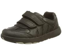 Clarks Boys Rex Stride Toddler Black Leather Riptape,School Shoes Leather School