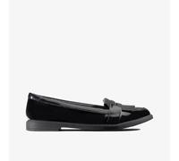 Clarks Girls Scala Bright Y Black Pat Shoes Patent Leather - Size UK 5
