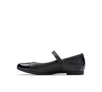 Clarks Girl's Etch Beam K Ballet Flat, Black Black Leather, 12.5 UK Child