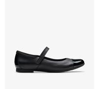 Clarks Girls Scala Gem Youth Black Leather Mary Jane Leather School