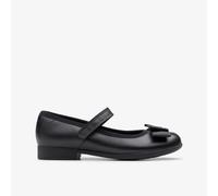 Clarks Girls Scala Tap Kid Black Leather School Shoes,Mary Jane Leather School