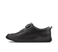 Clarks Boys Scape Flare Youth Black Leather School Shoes,Riptape Leather School