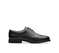 Clarks Girls Tapa Pure Youth Black Leather Brogues,Lace Up,School Shoes