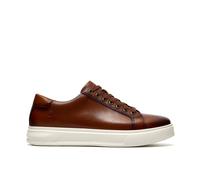 Clarks Goswell Tie Tan Leather Trainers,lace Up In Brown Brown 10-Standard Fit