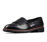 Clarks Griffin Kilt Leather Shoes In Black Standard Fit Size 3