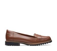 Clarks Griffin Milly Tan Leather Loafers,slip Ons In Brown Brown