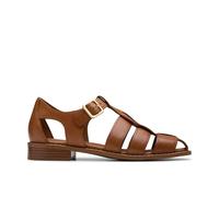 Clarks Hana Sun Tan Leather Flat Sandals In Brown Brown 4-Standard Fit