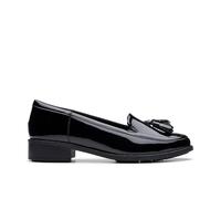 Clarks Ladies Clarks Tassel Detailed Slip On Loafer Shoes - Havisham Edge - Black Patent - UK 5 - E
