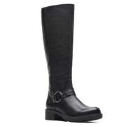 Clarks Hearth Rae Wide Fit Black Leather Boots Black