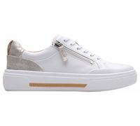 Clarks Women's Hollyhock Zip Silver Combination Leather Trainers in Gold | Size: 8-Standard Fit Clarks Gold 8-Standard Fit