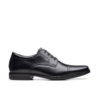 Clarks Men's Howard Cap Black Leather Lace Up, Derby Shoes | Size: 6/Standard Fit