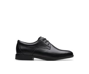 Clarks Jonwin Step Youth Black Leather Lace Up, School Shoes | Size: 9-Standard Fit Clarks Black 9-Standard Fit