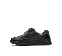 Clarks Boys Keelan Flare Kid Black Leather Riptape,School Shoes Leather School