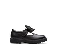 Clarks Girls Lorcam Hope Kid Black Leather T Bar Shoes,Riptape,School Shoes