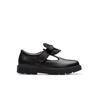 Clarks Girls Lorcam Hope Kid Black Leather T Bar Shoes,Riptape,School Shoes