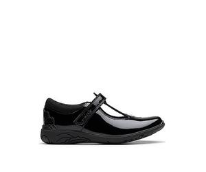 Clarks Kids Redla Gem T-bar Strap Patent Leather Shoe, Black, Size 13 Younger Black
