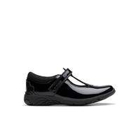 Clarks Kids Redla Gem T-bar Strap Patent Leather Shoe, Black, Size 8 Younger Black
