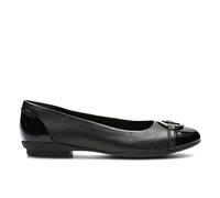 Clarks Ladies Ballerina Flat with Ring Detail Neenah Vine - Black Leather - UK Size 4.5E - EU Size 37.5 - US Size 7W