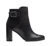 Clarks Ladies Buckle Detailed Zip Fastening Leather Ankle Boots Freva85 Buckle - Black Leather - UK Size 6D - EU Size 39.5 - US Size 8.5M