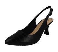 Clarks Ladies Buckle Fastening Slingback Shoes Kataleyna Step - Black Croc Leather - UK Size 4E - EU Size 37 - US Size 6.5W