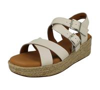 Clarks Ladies Clarks Adjustable Strappy Platform Heeled Sandals Kimmei Buckle - Off White Combi - UK 5