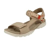 (Beige, UK 6.5) Ladies Clarks Aztec Detailed Strappy Sandals - Amanda Step