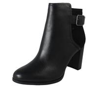 Clarks Ladies Clarks Buckle Detailed Zip Fastening Leather Ankle Boots Freva85 Buckle - Black - UK 7