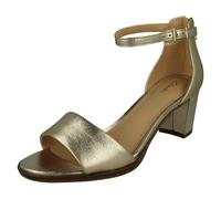 (Gold, UK 7) Ladies Clarks Heeled Strappy Sandals - Kaylin60 2Part