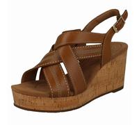 Clarks Ladies Clarks Strappy Wedge Sandals Sabina Sling - Tan - UK 6.5