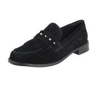 (Black, UK 5.5) Ladies Clarks Suede Stud Detailed Loafers Hana Loafer - D Fit