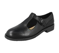 Clarks Ladies Clarks T-Bar Heeled Shoes - Griffin Town - Black Leather - UK 5 - E