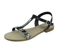 Clarks Ladies Clarks T-Bar Sandals Axelle Ray - Black Interest - UK 6