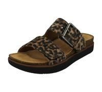 Clarks Ladies Clarks Unstructured Adjustable Mule Sandals Elayne Ease - Leopard Print - UK 4.5