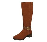Clarks Ladies Clarks Zip Comfort Knee High Boots Maye Shine - Dark Tan - UK 7