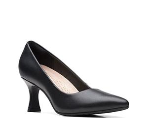 Clarks Ladies Elegant Pointed Toe Court Shoes Kataleyna Gem - Black Leather - UK Size 5E - EU Size 38 - US Size 7.5W