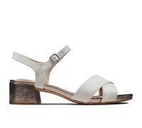 Clarks Ladies Strappy Heeled Sandals Sheer35 Strap - White Combi Leather - UK Size 3.5D - EU Size 36 - US Size 6M