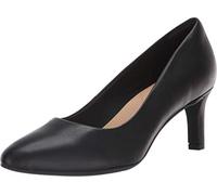 Clarks Ladies Textured Court Shoes Calla Rose - Black Leather - UK Size 5E - EU Size 38 - US Size 7.5W