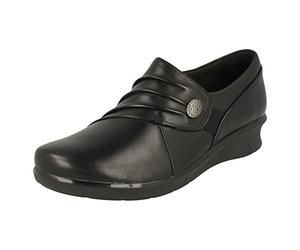 Clarks Ladies Wedge Heel Shoes Hope Roxanne - Black Leather - UK Size 4.5E - EU Size 37.5 - US Size 7W
