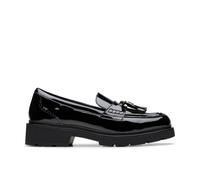 Clarks Womens Lauryl Tassel Black Patent Loafers,Slip Ons